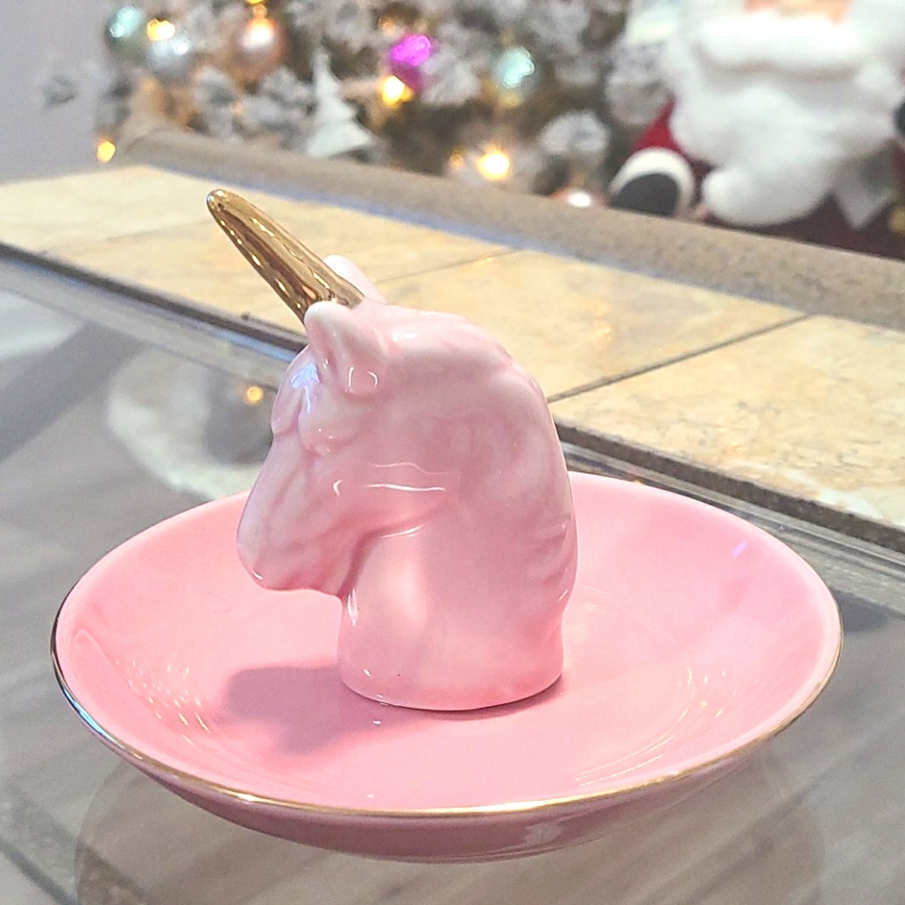 Pink unicorn jewelry tray